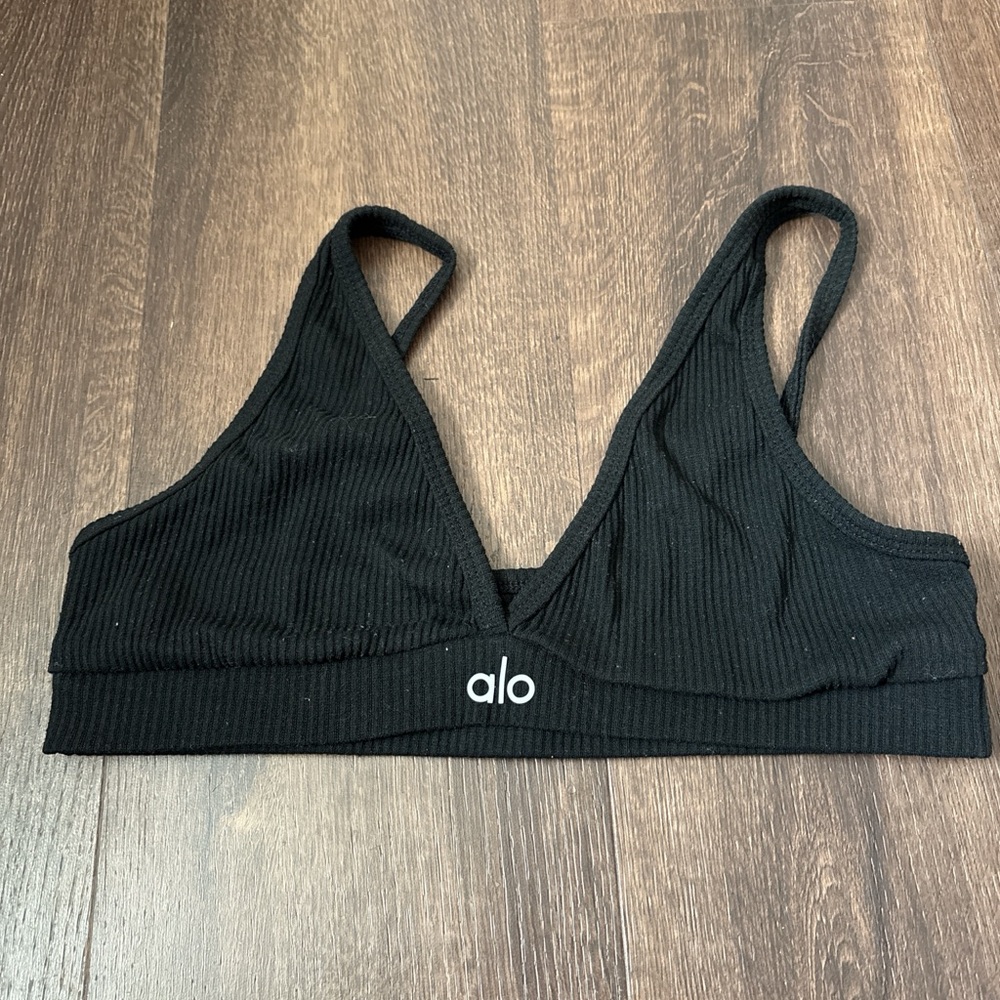ALO Yoga Black Ribbed Bralette